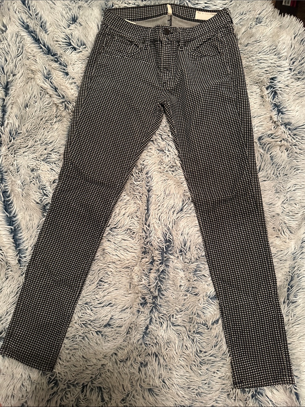 rag & bone Black and White Houndstooth Jeans
